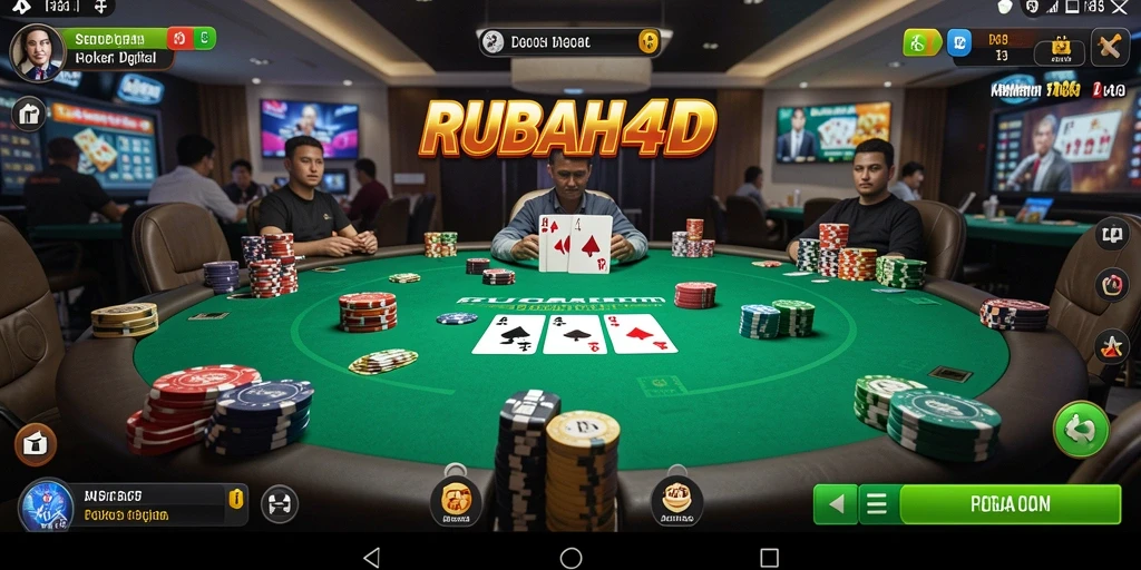 Screenshot gameplay RUBAH4D menampilkan aksi permainan poker yang kompetitif.